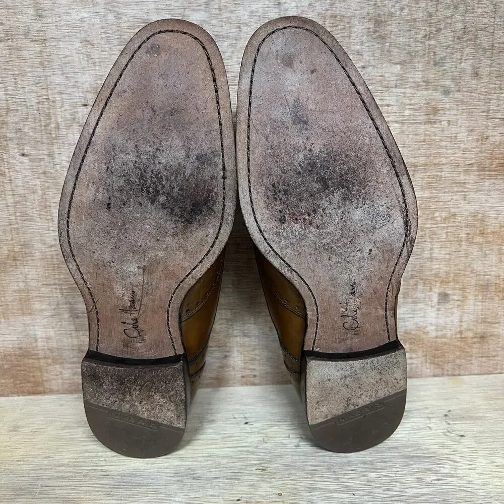 Cole Haan Wingtip Brogue Oxford Men Size 12 M Brown Leather Round Toe Low Shoes